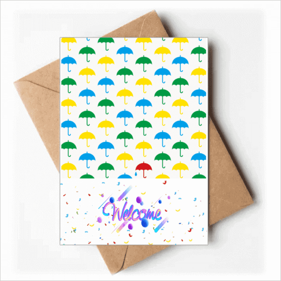 Rain Umbrella Weather Cloud Welcome Back Greeting Cards Envelopes Blank