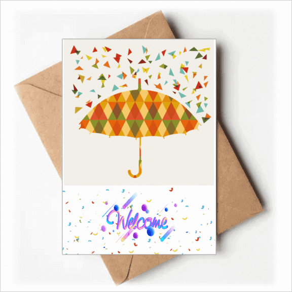 Rain Umbrella Weather Drip Pattern Welcome Back Greeting Cards Envelopes Blank