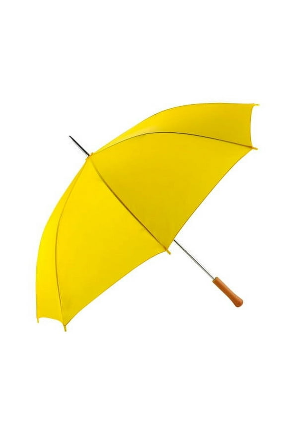 Rain Umbrella - Yellow - 48" Across - Rip-Resistant Polyester - Auto Open - Light Strong Metal Shaft and Ribs - Resin Handle