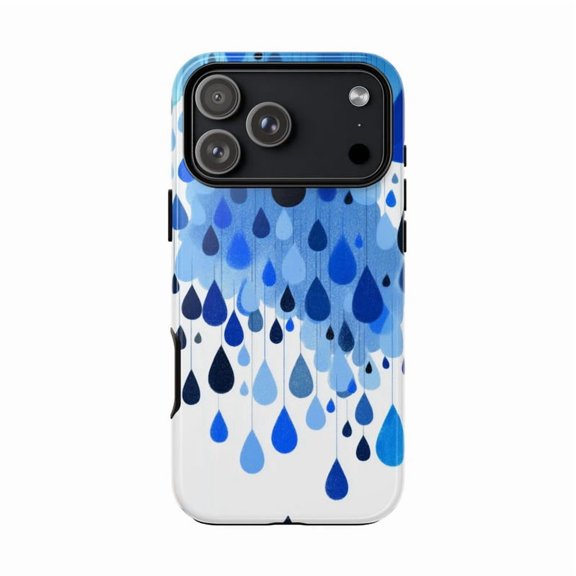Rain Vector Blue Water Raindrops with iPhone 17 to 11 Pro Max H01514