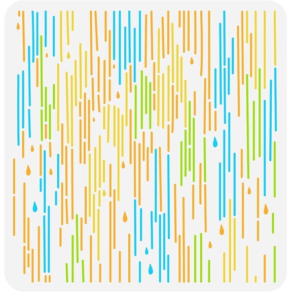 Rain Wall Stencil 11.8x11.8 inch Rain Pattern Stencils Template Plastic Vertical Line Rain Drops Pattern Stencil Large Reusable Modern Stencils for Wall Furniture Crafts Painting