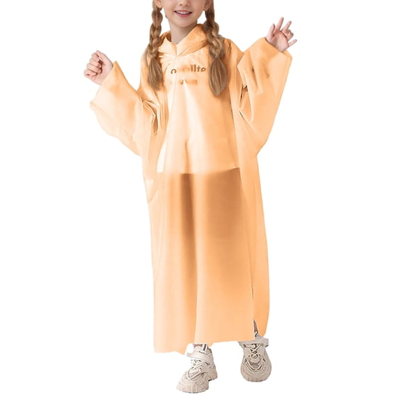 Rain Wear Kids Disposable Raincoat Lightweight Full Body Poncho Portable Backpack Rainwear Easy Clean All Season Use Orange