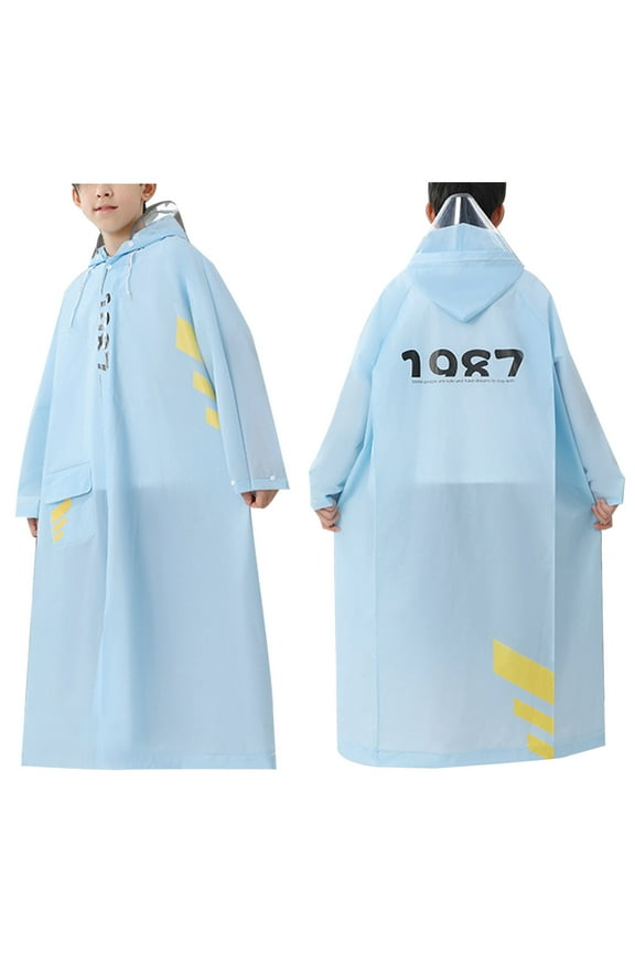 Rain Wear Suit for Kids Hidden Backpack Riding Long Sleeve School Poncho Waterproof With Hood,Size 14 Years-16 Years
