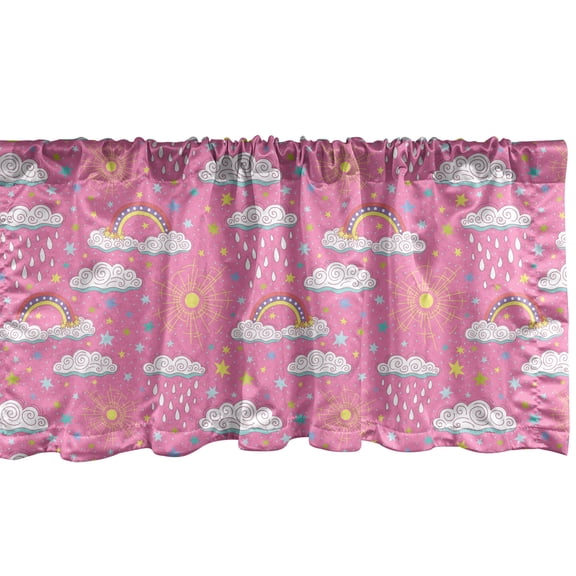 Ambesonne Rain Valance Pack of 2, 3 Color Rainbow, 42"X18", Multicolor