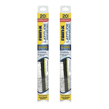Rain-X 810166 Latitude Water Repellency Wiper Blade, 20" Fits 2000-2007 Ford F-150, 2000-2002 Dodge Ram 1500/2500/3500, 2004-2012 Ford Escape and Many More - 2 Pack