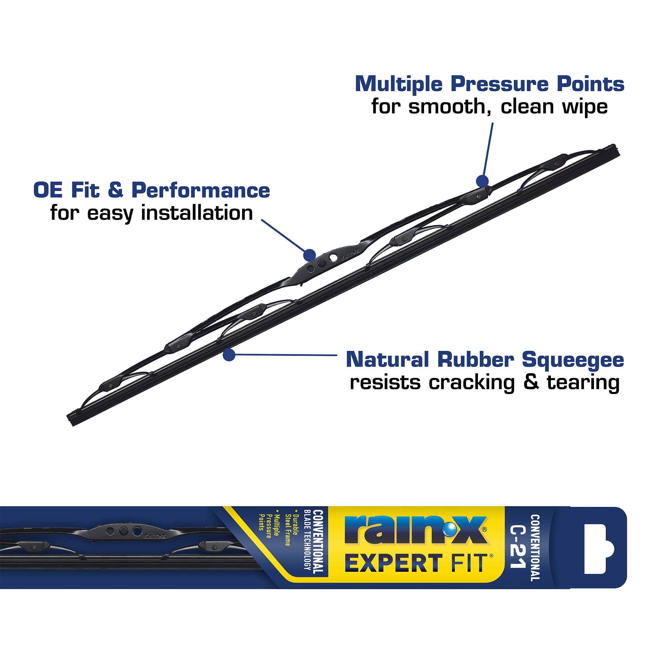 Rain-X Expert Fit Conventional Windshield Wiper Blade C21-4 - 860021, Size: 21 inch