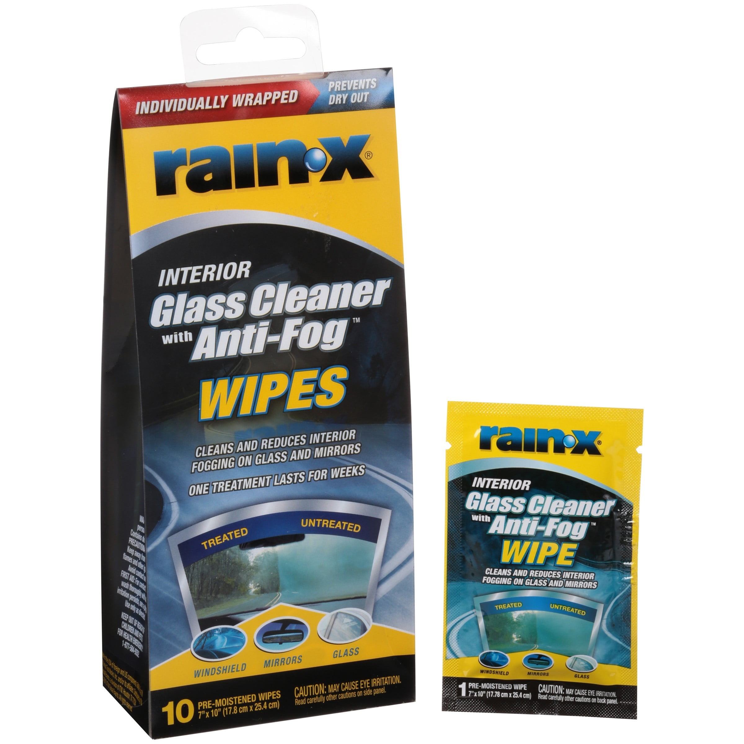 Rain-X Interior Glass Cleaner with Anti-Fog Wipes, 10ct - 630040