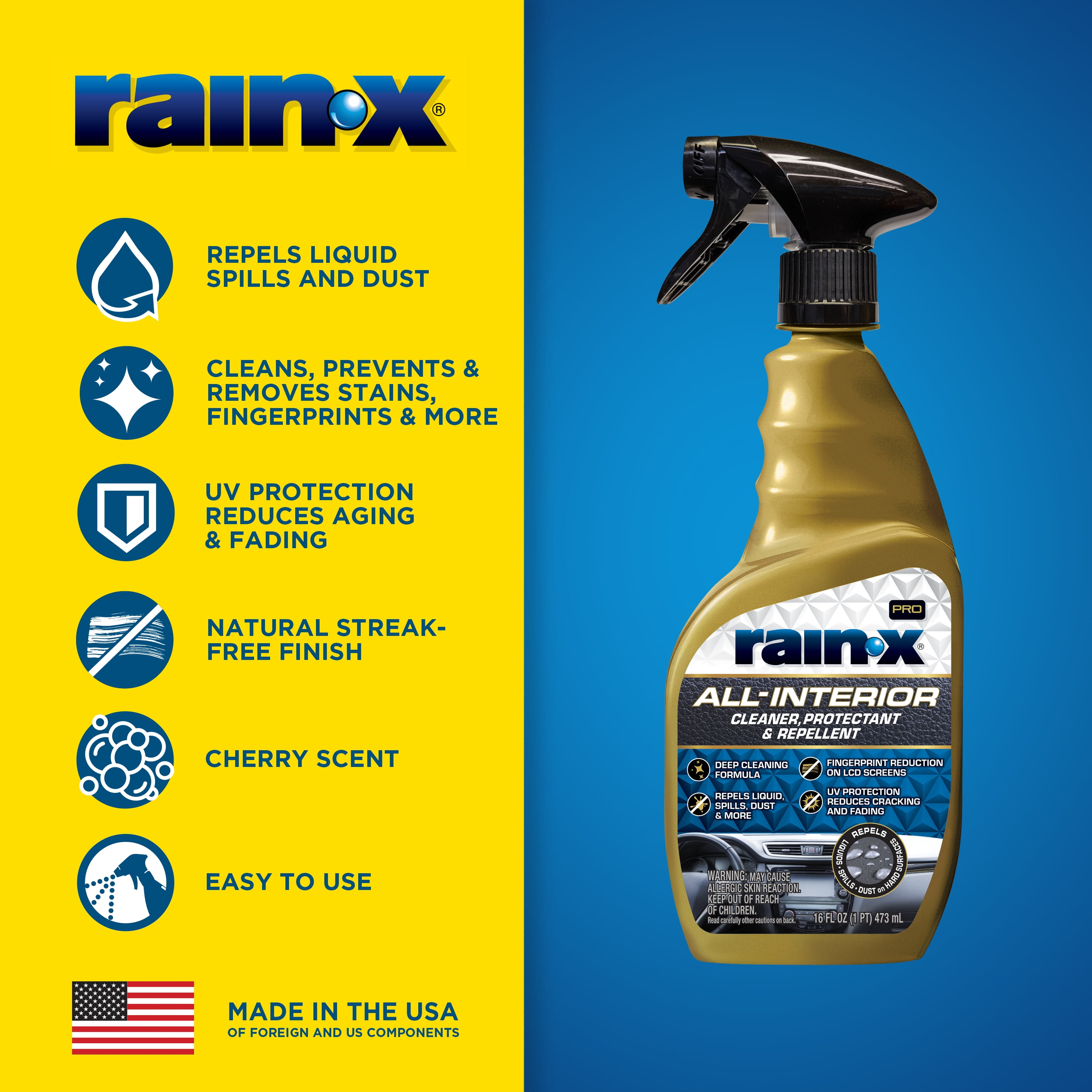 Rain-X Pro All Interior Cleaner, Protectant & Repellent, 16oz