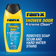 Rain-x x-Treme Clean Shower Door Cleaner, 12 Fl. Oz, Formulated To Glass Doors - Removes Soap Scum, Dirt, Hard Water Build-up, Calcium, Lime & Rust Stains - 630035