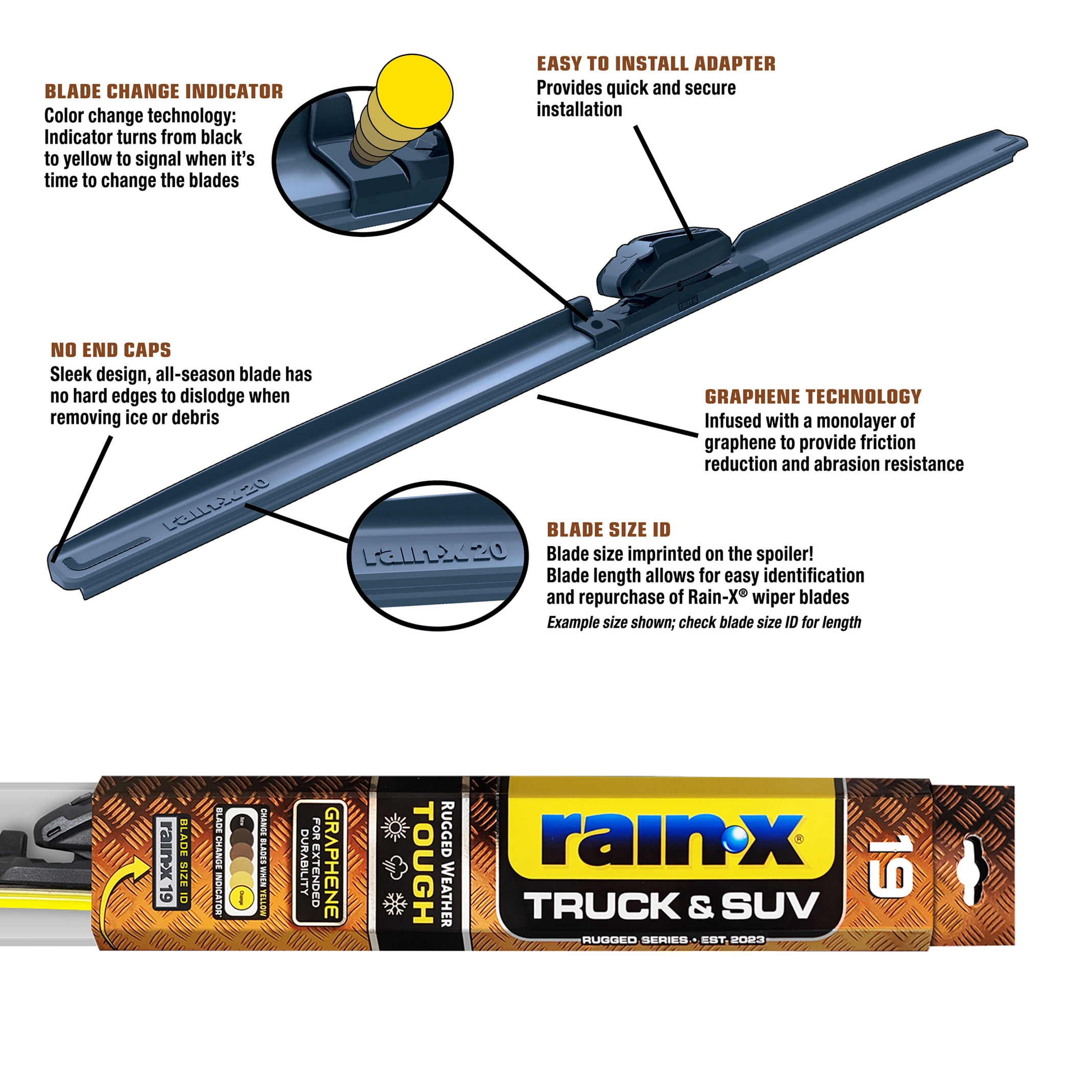 Rain-X® SET-R49850021 Front, Driver and Passenger Side and Rear Latitude Water  Repellency 2-n-1 Series and Rearview Series Wiper Blades, Driver Side - 24  in.; Passenger Side - 18 in.; Rear - 11 in.