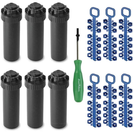 Rain-bird 5000 Series Rotor Sprinkler Head - 5004 PC Model, Adjustable 40-360 Degree Part-Circle, 4 Inch Pop-Up Lawn Sprayer Irrigation System - 25 to 50 Feet Water Spray Distance (Y54007) (6 Pack)