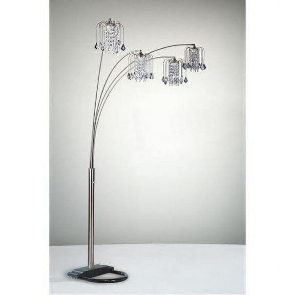 Rain drop Arc 4 Light Modern Crystal Floor Lamp Pewter