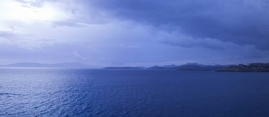Rain storm in the sea Bodrum Mugla Province Aegean Region Turkey Canvas Art - Panoramic Images (30 x 14)