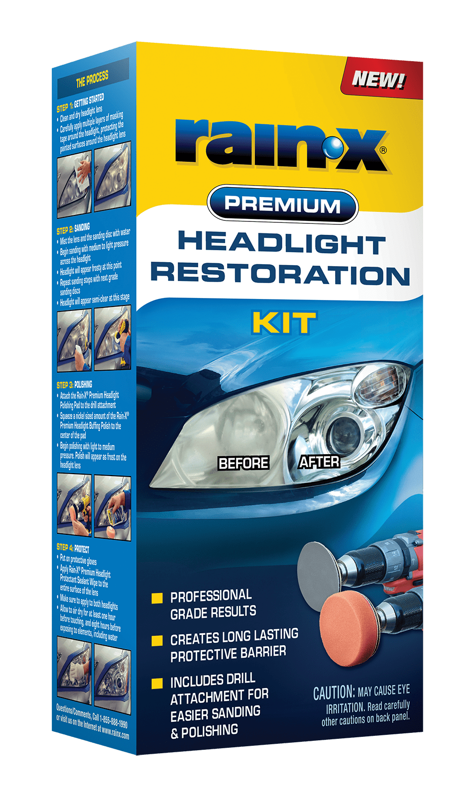 Rain x 610153 Premium Headlight Restoration Kit