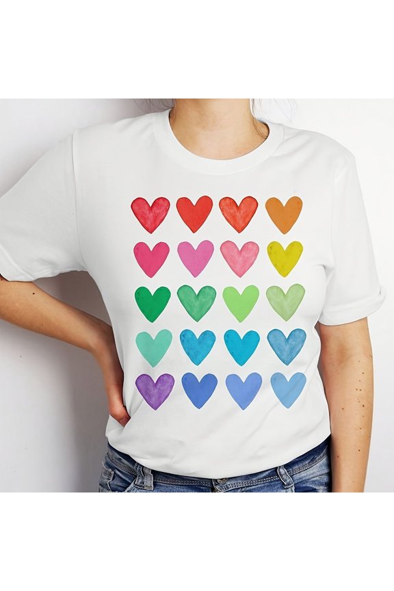 RainB1Ow Hear S1Hirt, Watercolor Heart , RainB1Ow , Colorful Hear , Gay Pride S1Hirt, RainB1Ow Ouit, Vaines Day, Pride 2024 -3
