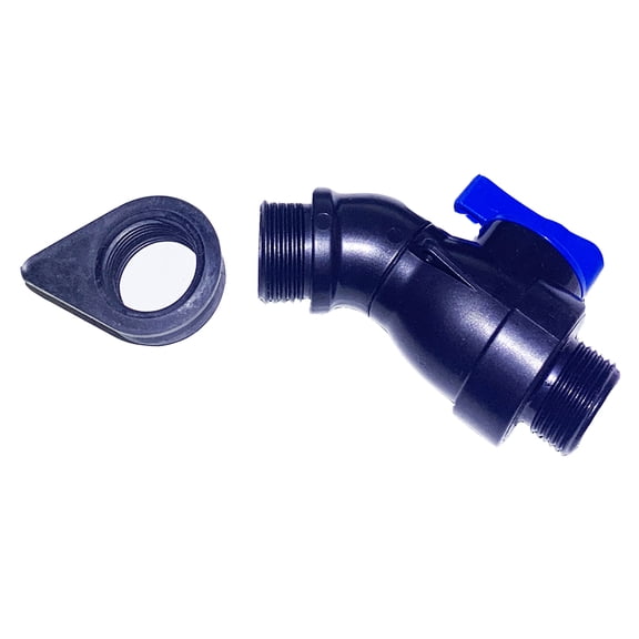 RainBarrel Drain: Bent Neck High Flow Spigot + Threaded Rubber Seal