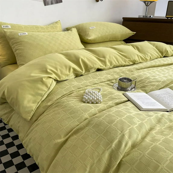 RainFire Three Four Pieces Set Solid Color Simple Washable Cotton Queen King Size Bed Sheet Quilt Cover Comforter Bedding Sets