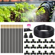 RainPoint 50FT Drip Irrigation System, 15PCS 360° Brass Nozzles Garden Watering Kit for Greenhouse Lawn Raised Beds