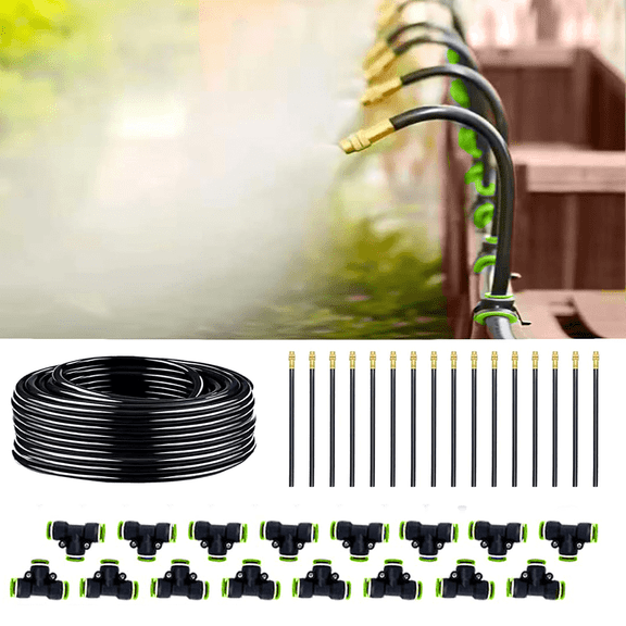 RainPoint 150FT Drip Irrigation Kit with Quick Connect, Suitable for Lawns, Patios, and Raised Beds, Includes 1/2 and 1/4 Inch Irrigation Tubing and Stake Connectors