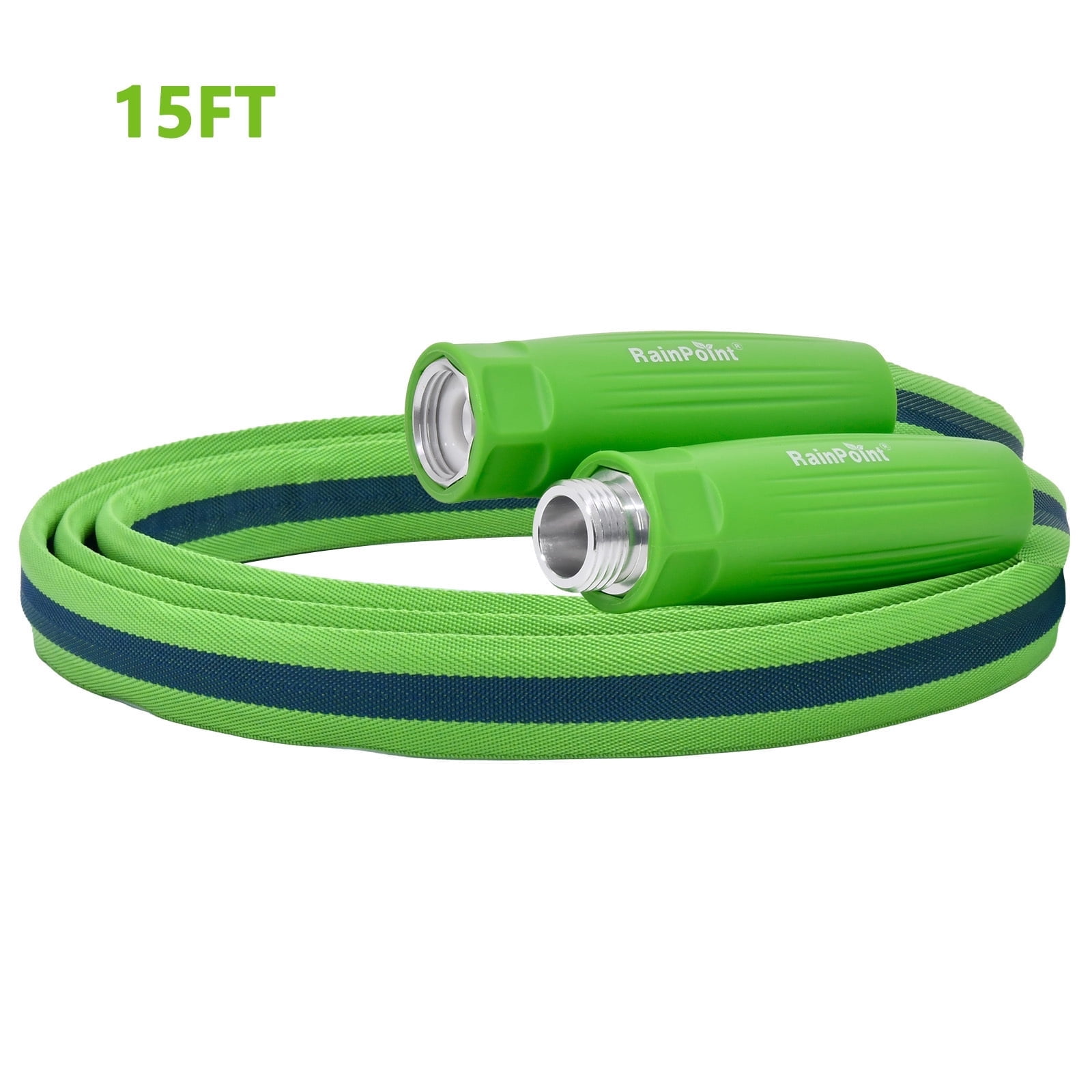 RainPoint 15FT Lightweight Garden Hose, TPE Inner Tube, 800D Oxford Fabric, Anti-Kink Flexible Water Hose, 450PSI Burst Pressure, 3/4" Fittings, Weather Resistant