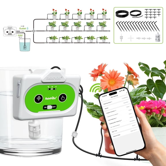 RainPoint Drip Irrigation Kit Indoor WiFi Automatic Watering System Plant Waterer for Plants, HTP159W