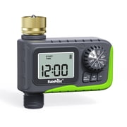 RainPoint Hose Timer, 1-Zone Large Screen Sprinkler Timer Programmable Watering Controller , Brass Inlet, Green