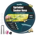 thumbnail image 1 of RainPoint 75FT 2-in-1 Sprinkler Soaker Hose with Stakes, Green Flat Irrigation Hose for Garden Lawn Yard, 1 of 8