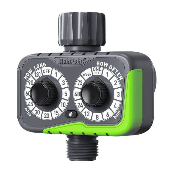RainPoint Programmable Water Timers for Hoses, 2 Dial Watering Timer for Sprinkler, Garden Lawn Plants