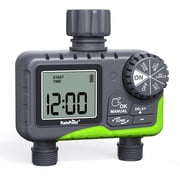RainPoint Sprinkler Timer, Programmable Manual and Automatic Garden Hose Watering System with Rain Delay, IP65 Waterproof Digital Irrigation for Yard, Lawn, Pool, 2 Outlets Green - ITV205