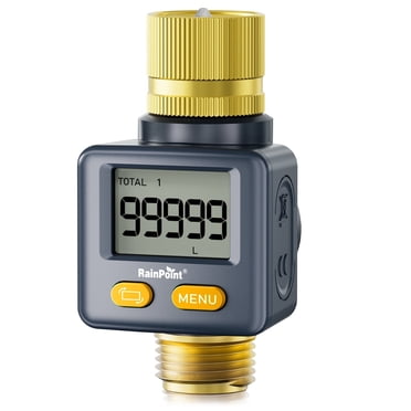 RainPoint Water Flow Meter for RV and Garden Hose Gallon Liter Counter ...