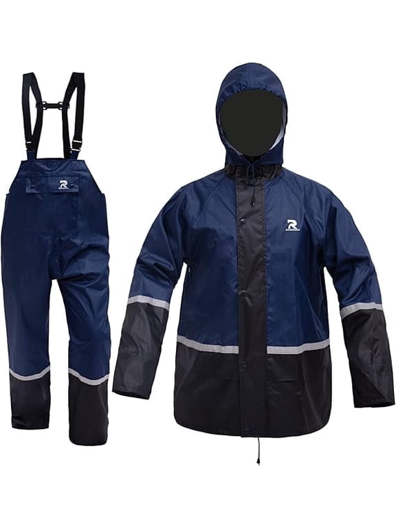 Fishing Rain Suits for Men Waterproof Breathable Rain Gear Farming Golfing Camping Walking(Navy,M)
