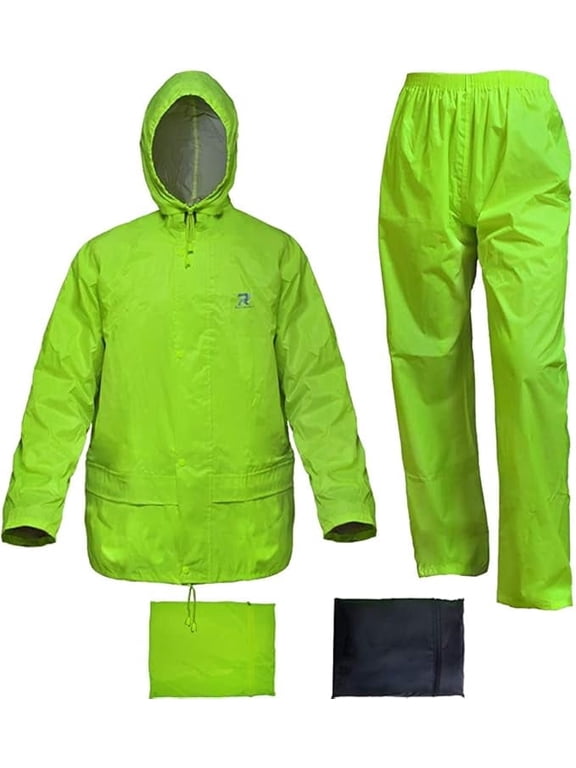 Men's Rain Suit Waterproof Lightweight Fishing Golf Jacket with Pants (Fluorescence,XXX-Large)