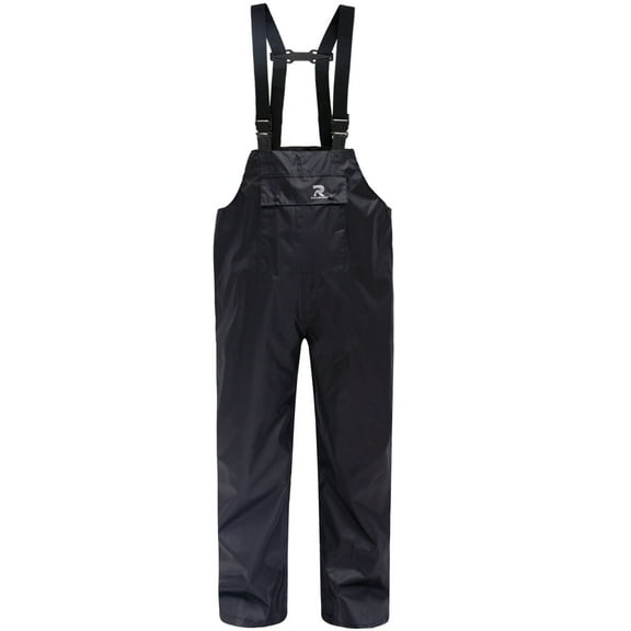 RainRider Rain Bib Pants for Men Women 150D Oxford Safety Trousers Heavy Duty Waterproof Work Pants Rip-Stop Overalls(Black,XXX-Large)