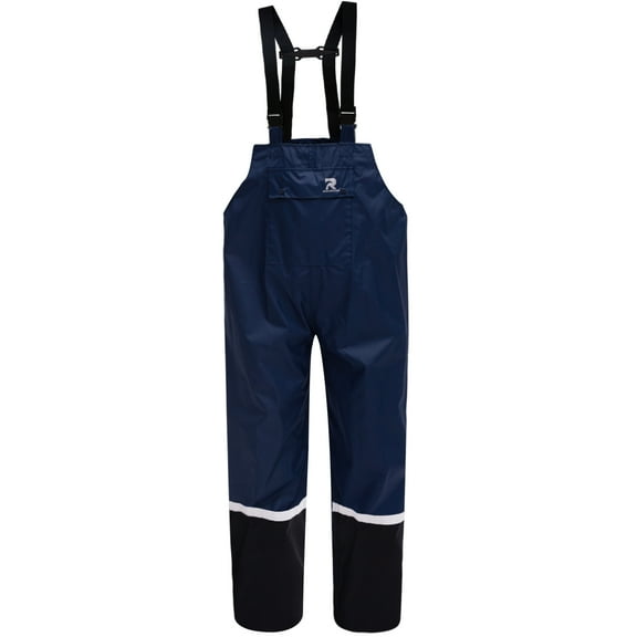 RainRider Rain Bib Pants for Men Women 150D Oxford Safety Trousers Heavy Duty Waterproof Work Pants Rip-Stop Overalls(Navy,Small)