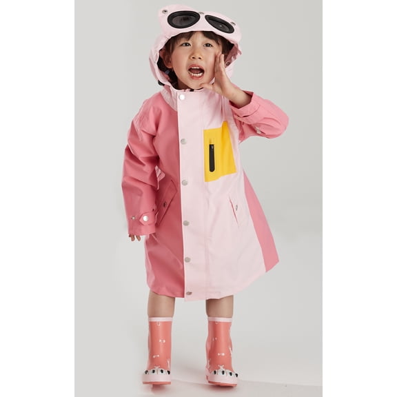RainRider Rain Coat Boys Girls Rain Poncho for Waterpoof Hoodie Zipper Rain Jacket Camping Parks Travel(Pink,XXXL)
