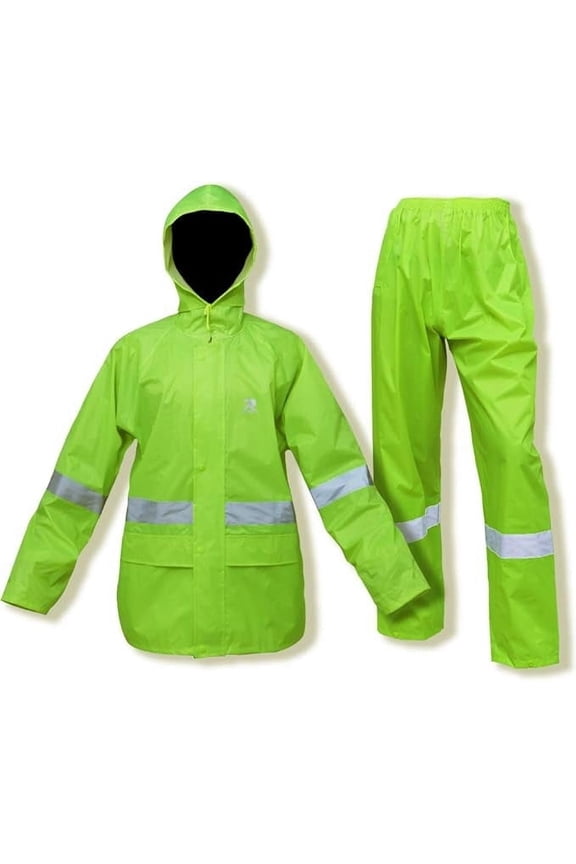 Rain Coat for Men Women Waterproof Hi-Vis Rain Suits Gear Jacket with Pants Workwear (Hi-Vis,Large)