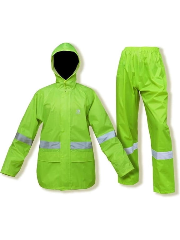 Rain Coat for Men Women Waterproof Hi-Vis Rain Suits Gear Jacket with Pants Workwear (Hi-Vis,X-Large)