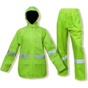 Rain Coat for Men Women Waterproof High Visibility Rain Gear Jacket with Pants Workwear (Hi-Vis,Medium)