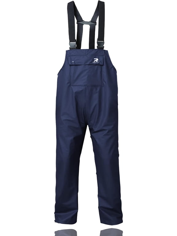 Rain Pants for Men Women Waterproof Rain Gear Bib Overalls Trousers for Fishing Hunting(Navy,Large)