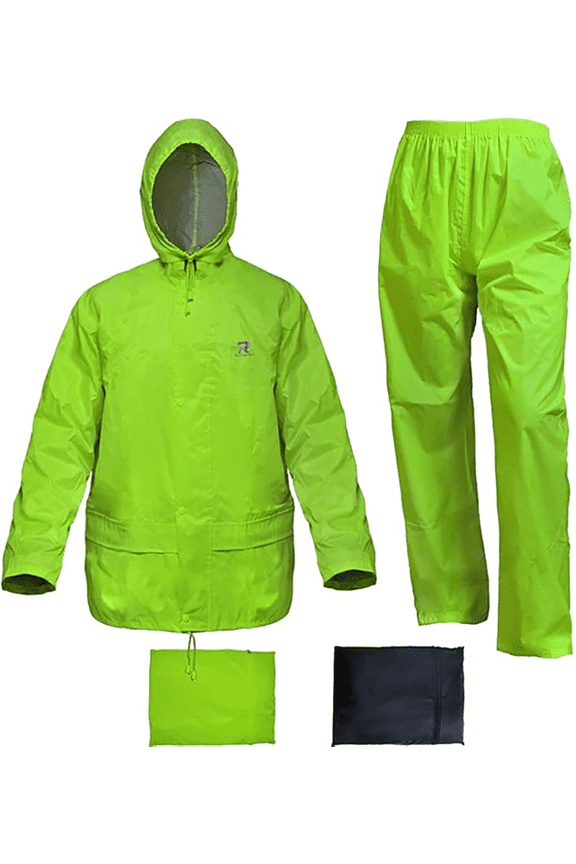 Rain Suit for Men Women High Visibility Rain Gear Jacket with Pants Workwear(Fluorescence,Large)