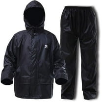 RainRider Rain Suit for Men Women Ultra-Lite Rain Gear Jacket with Pants 3-Piece Portable Ripstop(Black,Medium)