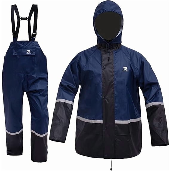 RainRider Rain Suits for Men Waterproof Breathable Lightweight Rain Gear Durable Oxford Rain Jacket Pants(Navy,3XL)