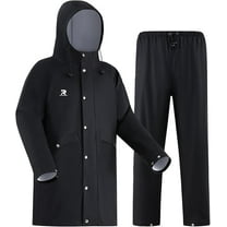 RainRider Rain Suits for Men Women Waterproof Heavy Duty Rain Gear Long Rain Jacket Coat & Pants(Black, M)