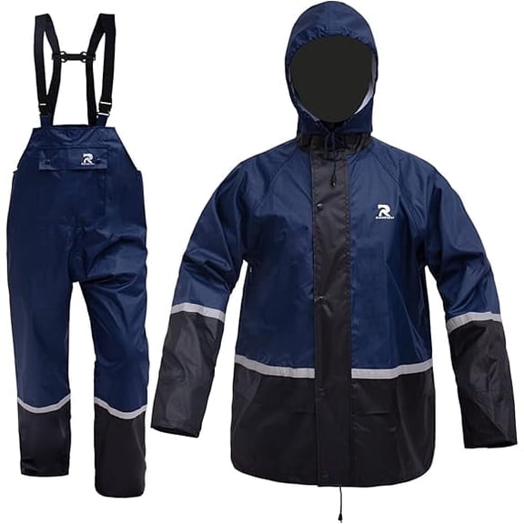 RainRider Rain Suits for Men Women Waterproof Lightweight Rain Gear Durable Oxford Workwear(Navy,XL)