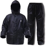 RainRider Rain Suits for Men Women Waterproof Lightweight Rain Gear Jacket Coat with Pants Workwear (Black,Small)