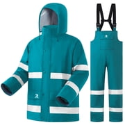 RainRider Rain Pants for Men Women Waterproof Rain Gear Bib Overalls Trousers for Fishing HuntingBlue Green,Small
