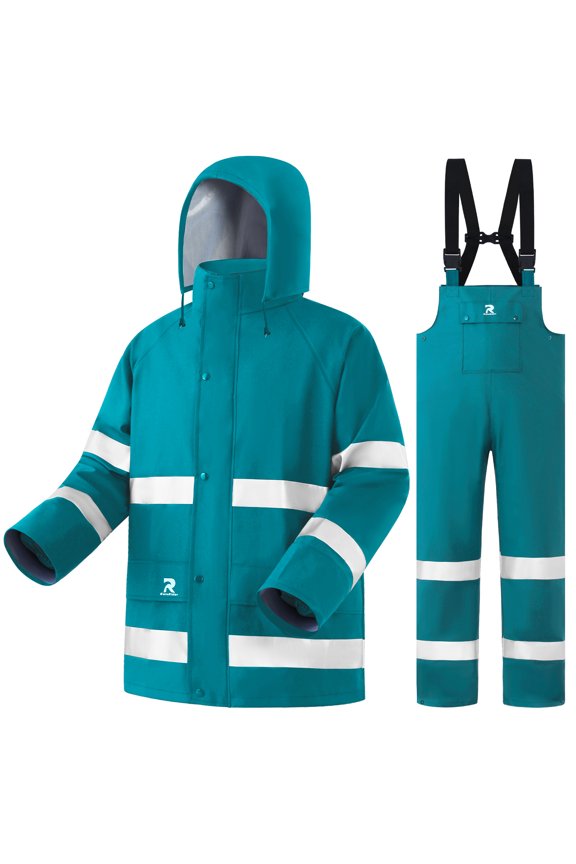 Rain Pants for Men Women Waterproof Rain Gear Bib Overalls Trousers for Fishing Hunting(Blue Green,XX-Large)
