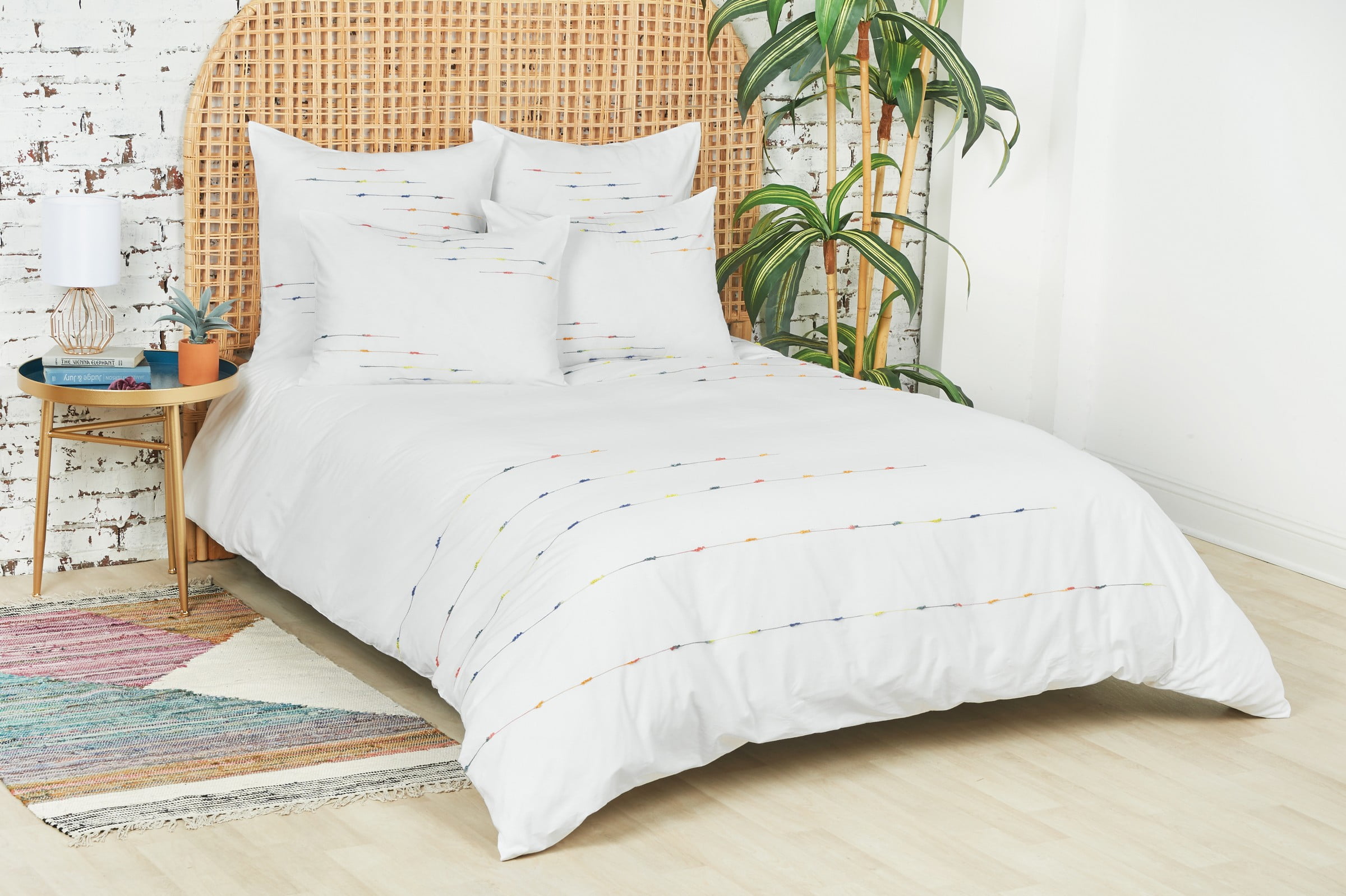 Raina Queen Cotton Boho-Chic Embroidered Duvet Cover