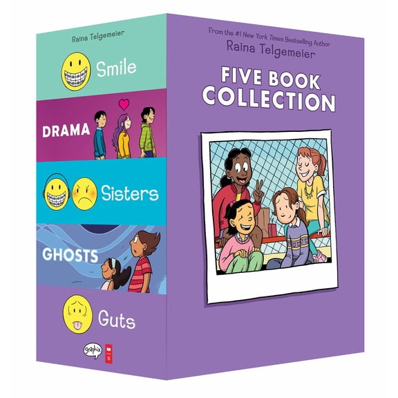 Raina Telgemeier Collection Box Set (Smile, Drama, Sisters, Ghosts, Guts) (Hardcover)