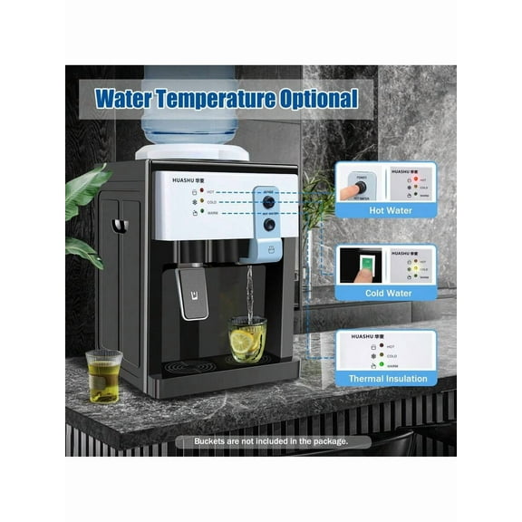 Rainaut RAINAUT110V 5 Gallon Top Loading Water Cooler Dispenser Countertop Hot+Cold Drinking Machine, 27*24*36cm For 3.5L, 5L, 10L And 18.9l Bottled Water